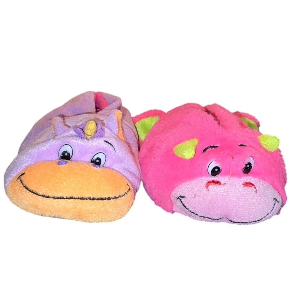 Dragon Unicorn Girls Toddler Slippers Reversible Flipazoo Animal Sm 10/11 Indoor